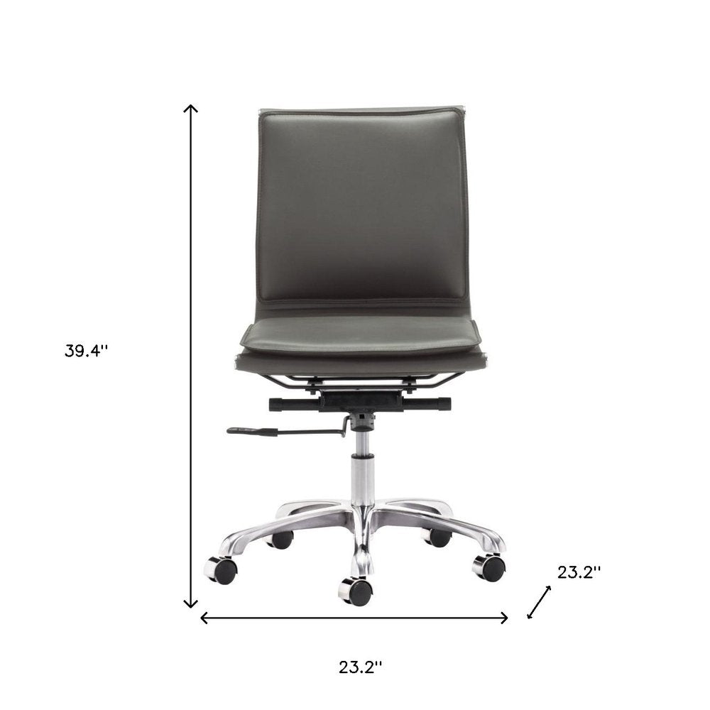Black and Silver Adjustable Swivel Faux Leather Rolling Executive Office Chair