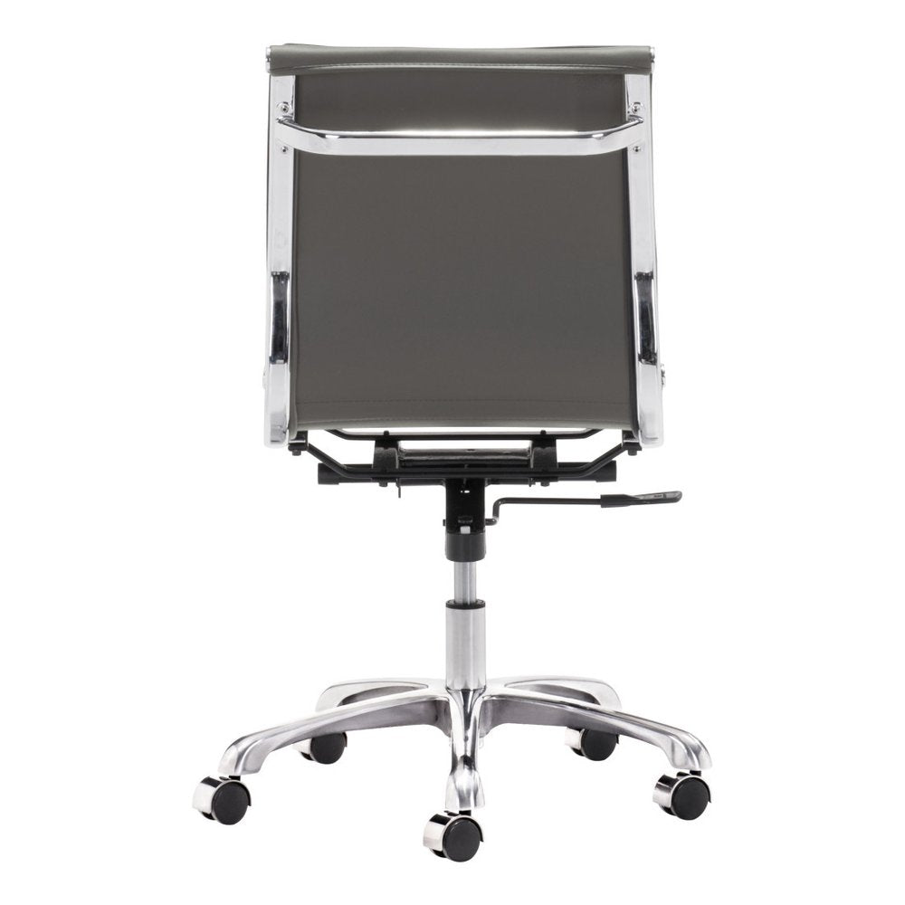 Black and Silver Adjustable Swivel Faux Leather Rolling Executive Office Chair