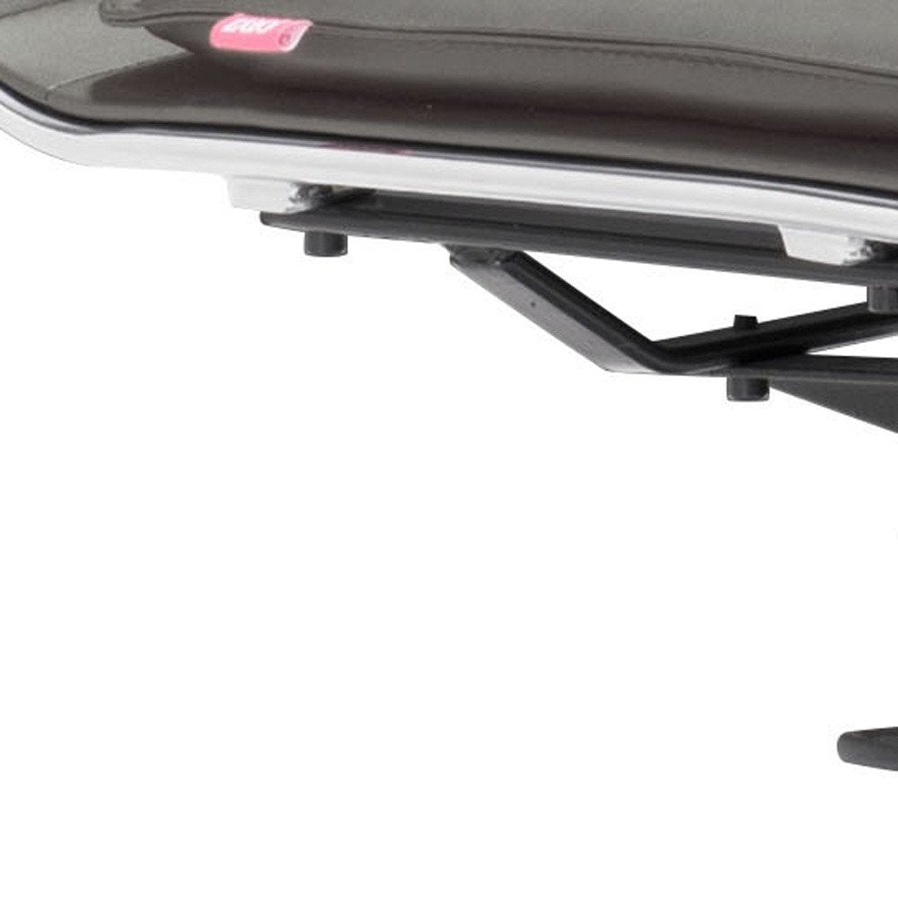 Black and Silver Adjustable Swivel Faux Leather Rolling Executive Office Chair