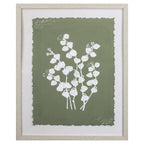 Moss Green and White Botanical Flowers 2 Wall Art