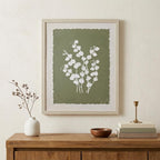 Moss Green and White Botanical Flowers 2 Wall Art