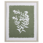 Moss Green and White Botanical Flowers 3 Wall Art