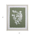 Moss Green and White Botanical Flowers 3 Wall Art