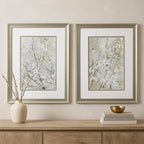 Set of Two Small White Flowers Wall Art