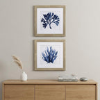 Set of Two Navy Underwater Coral Watercolor Wall Art