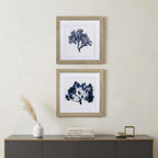 Set of Two Deep Blue Sea Coral Watercolor Wall Art