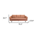 79" Brown Faux Leather Sofa With Black Legs