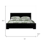 Black Inlaid Panels Solid Wood Queen Bed Frame
