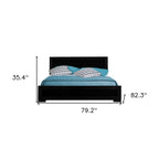 Black Inlaid Panels Solid Wood Queen Bed Frame