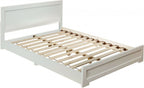 White Solid and Manufactured Wood Queen Bed Frame