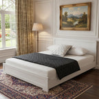 White Solid and Manufactured Wood Queen Bed Frame