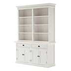 87" White Solid Wood Side Board with Hutch