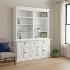 87" White Solid Wood Four Tier Bookcase
