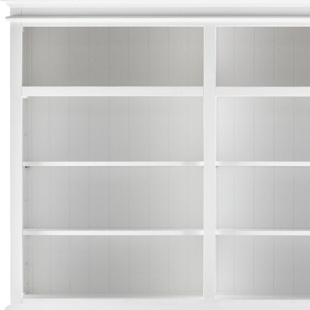 87" White Solid Wood Four Tier Bookcase