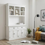 White Solid Wood Adjustable Two Tier Bookcase
