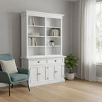 87" White Solid Wood Adjustable Four Tier Bookcase