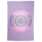 80" X 56" Purple And White Mandala Cotton Hanging Tapestry