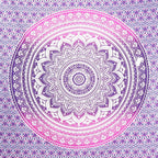 80" X 56" Purple And White Mandala Cotton Hanging Tapestry