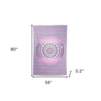 80" X 56" Purple And White Mandala Cotton Hanging Tapestry