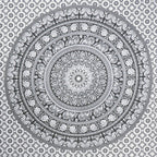 80" X 56" Black And White Mandala Cotton Hanging Tapestry