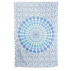 80" X 56" Blue And White Mandala Cotton Hanging Tapestry