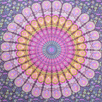 80" X 56" Purple Pink And Yellow Mandala Cotton Hanging Tapestry