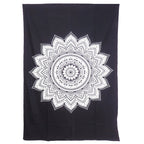80" X 56" Black And White Mandala Cotton Hanging Tapestry
