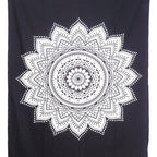 80" X 56" Black And White Mandala Cotton Hanging Tapestry