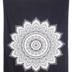 80" X 56" Black And White Mandala Cotton Hanging Tapestry