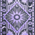 80" X 56" Purple Black And White Mandala Cotton Hanging Tapestry