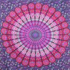 80" X 56" Purple Pink And White Mandala Cotton Hanging Tapestry