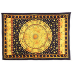 80" X 56" Black Red And Yellow Cotton Hanging Tapestry