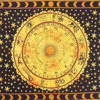 80" X 56" Black Red And Yellow Cotton Hanging Tapestry