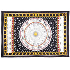 80" X 56" Black White And Yellow Cotton Hanging Tapestry