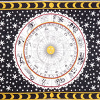 80" X 56" Black White And Yellow Cotton Hanging Tapestry