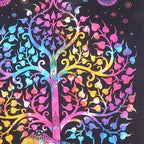 80" X 56" Black Pink And Yellow Elephant Mandala Cotton Hanging Tapestry