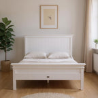 White Solid Wood Queen Bed Frame