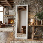 Brushed White Wooden Mirror