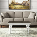 39" Brown and White Wood Square Distressed Coffee Table