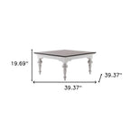 39" Brown and White Wood Square Distressed Coffee Table