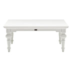 47" White Solid Wood Coffee Table