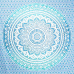 92" X 84" Sea Green And White Mandala Cotton Hanging Tapestry