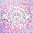 92" X 84" Pink And White Mandala Cotton Hanging Tapestry