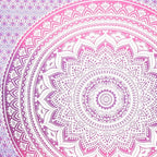 92" X 84" Pink And White Mandala Cotton Hanging Tapestry