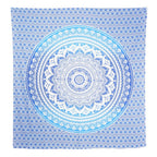 92" X 84" Blue And White Mandala Cotton Hanging Tapestry