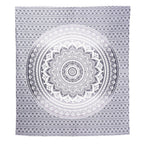 92" X 84" Gray And White Mandala Cotton Hanging Tapestry