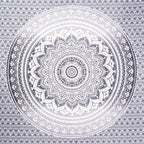 92" X 84" Gray And White Mandala Cotton Hanging Tapestry