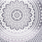 92" X 84" Gray And White Mandala Cotton Hanging Tapestry