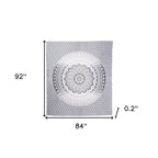 92" X 84" Gray And White Mandala Cotton Hanging Tapestry