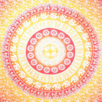 92" X 84" Mustard Red And White Mandala Cotton Hanging Tapestry
